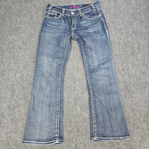 Rock & Roll Cowgirl Denim - Rock & Roll Cowgirl Mid Rise Bootcut Jeans Womens 30x32 Embellished Studded